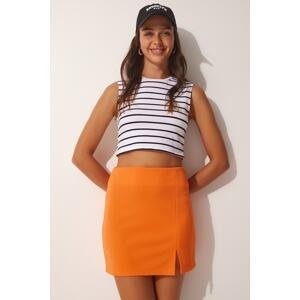 Happiness İstanbul Women's Orange Slit Mini Skirt