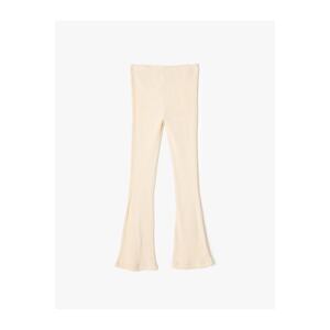 Koton Flared Leg Trousers Ribbed Elastic Waist