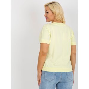 Light yellow women's blouse plus size with print