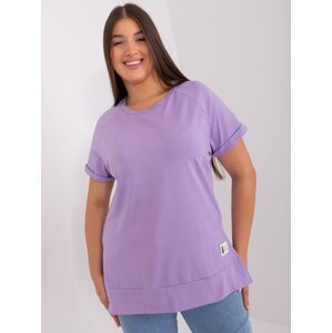 Light purple blouse with slit plus size basic
