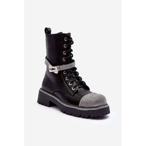 Leather Decorated Shoes Workers Women's Black Totah