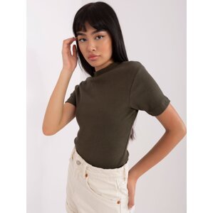 Khaki fitted ribbed blouse