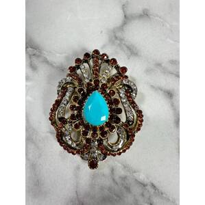 Brooch XZ459-109 Gold + Blue