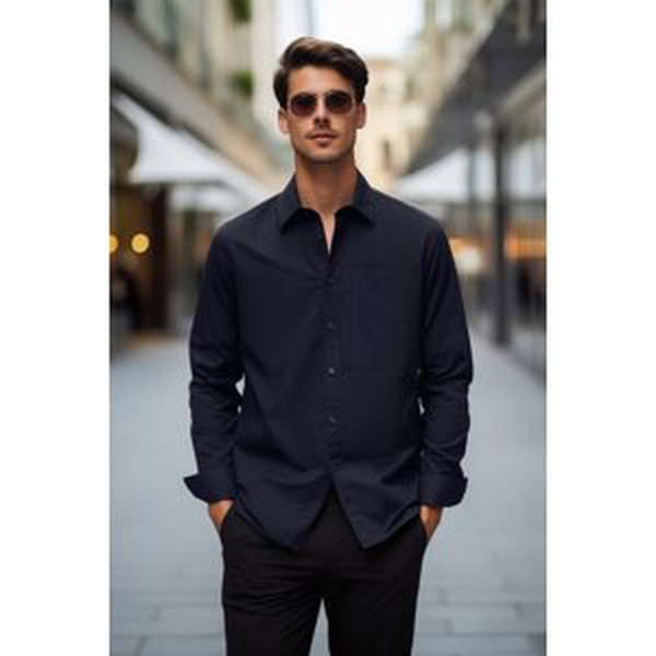 Trendyol Limited Edition Navy Blue Gabardine Relaxed Fit Limited Edition Shirt Jacket