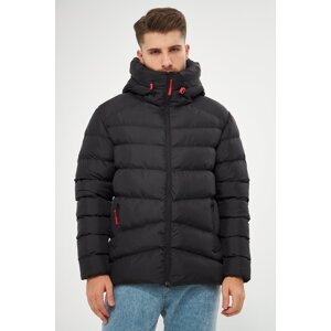 River Club Pánsky čierny vláknitý vodný a vetruodolný zimný kabát