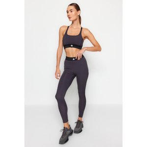 Trendyol Dark Anthracite Label and Waist Elastic Detail Support/Shaping Knitted Sports Bra