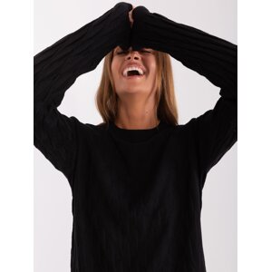 Black women's classic sweater with cuffs