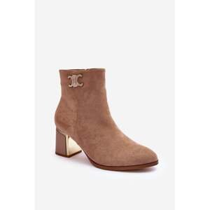 Suede ankle boots with embellishments, Beige Dwinja