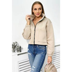 Cotton insulated sweatshirt with zipper light beige
