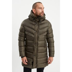 River Club Pánsky vodný a vetruodolný khaki nafukovací kabát plnený dlhým zimným kabátom, parka kabát.