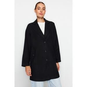 Trendyol Black Premium oversize lisovaný kabát širokého strihu