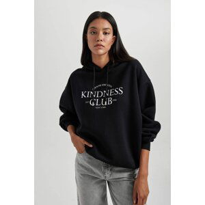 DEFACTO Oversize Fit Slogan Long Sleeve Sweatshirt