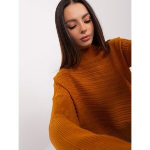 Light brown asymmetrical sweater with wool