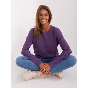 Purple classic sweater with a round neckline