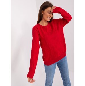 Classic red sweater with patterns