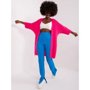 Fluo pink women's knitted cardigan