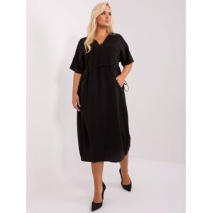 Black Plus Dress with V-Neck ZULUNA