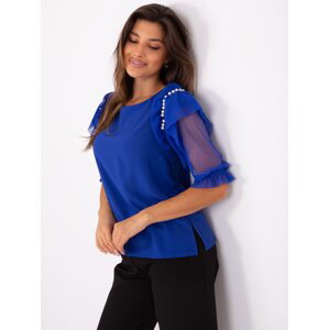Cobalt Blue Women's Formal Blouse with Application
