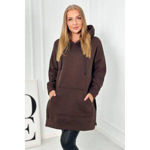 Insulated sweatshirt with slits on the sides of brown color