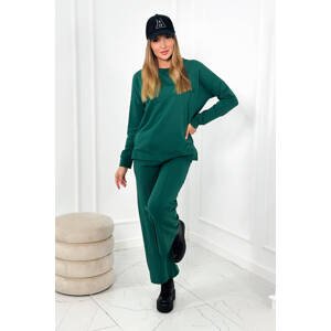 Cotton set Sweatshirt + Trousers with wide legs green
