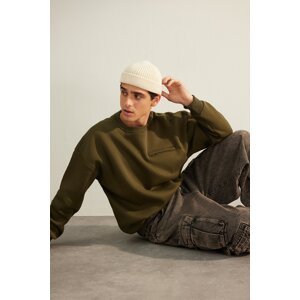Trendyol Limited Edition Khaki Oversize/Wide Fit Zipper Pocket Fleece Sweatshirt