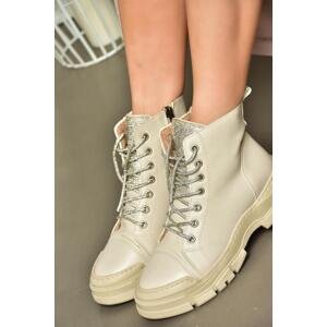 Fox Shoes Beige Stone Detailed Women's Boots