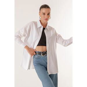 By Saygı Oversized Shirt with Front Pops Bat Capri Sleeves