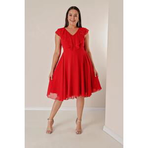 By Saygı Flounce Collar Chiffon Plus Size Dress