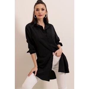 By Saygı Oversized Cotton Tunic Shirt Black