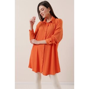 By Saygı Buttoned Front See-through Tunic Orange