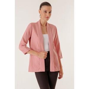 By Saygı Shawl Collar Length Lycra Double Sleeve Fabric Short Jacket