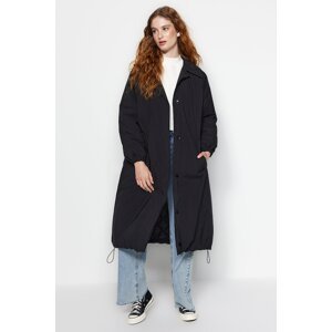 Trendyol Black Premium oversize vodoodpudivý dlhý kabát