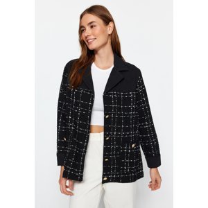 Trendyol Black Tweed Detailed Blazer Denim Jacket