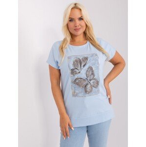 Light blue women's oversized blouse with cuff
