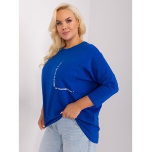 Cobalt blue plus size blouse with round neckline