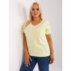 Light yellow women's plus size blouse with pocket