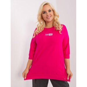 Fuchsia women's plus size blouse with applique