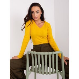 Navy yellow fitted classic women's sweater