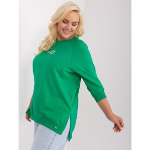 Green plus size blouse with slits