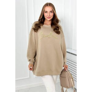 Insulated sweatshirt with Ciao Bella inscription light beige