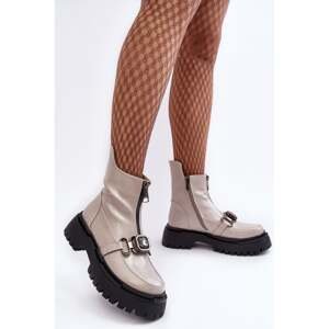 Women's Patented D&A Zipper Boots Light Grey