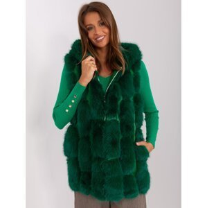 Dark green fur vest with lining
