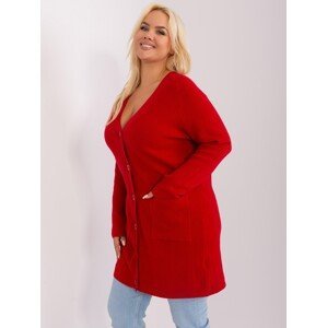 Plus size red sweater with pockets