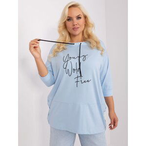 Light blue women's plus size blouse with drawstring