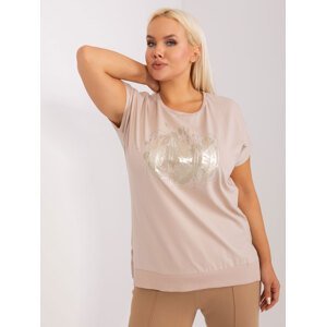 Beige Casual Oversized Cotton Blouse