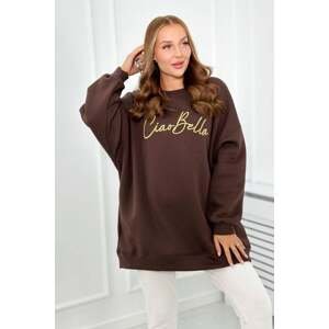 Insulated sweatshirt with Ciao Bella inscription brown