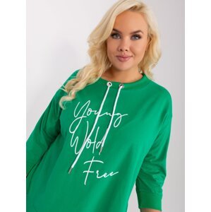 Large green blouse with a round neckline