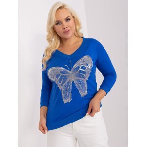 Cobalt blouse of larger size with print