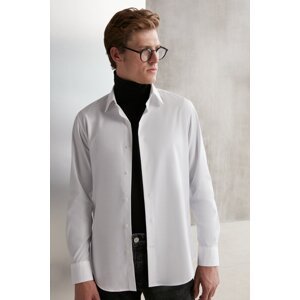 GRIMELANGE Branham Men's Ultra Flexible Cotton Elastane Fabric Slim Fit Poplin White Shir