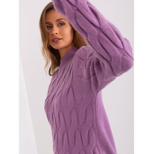 Dirty purple sweater with cables and turtleneck